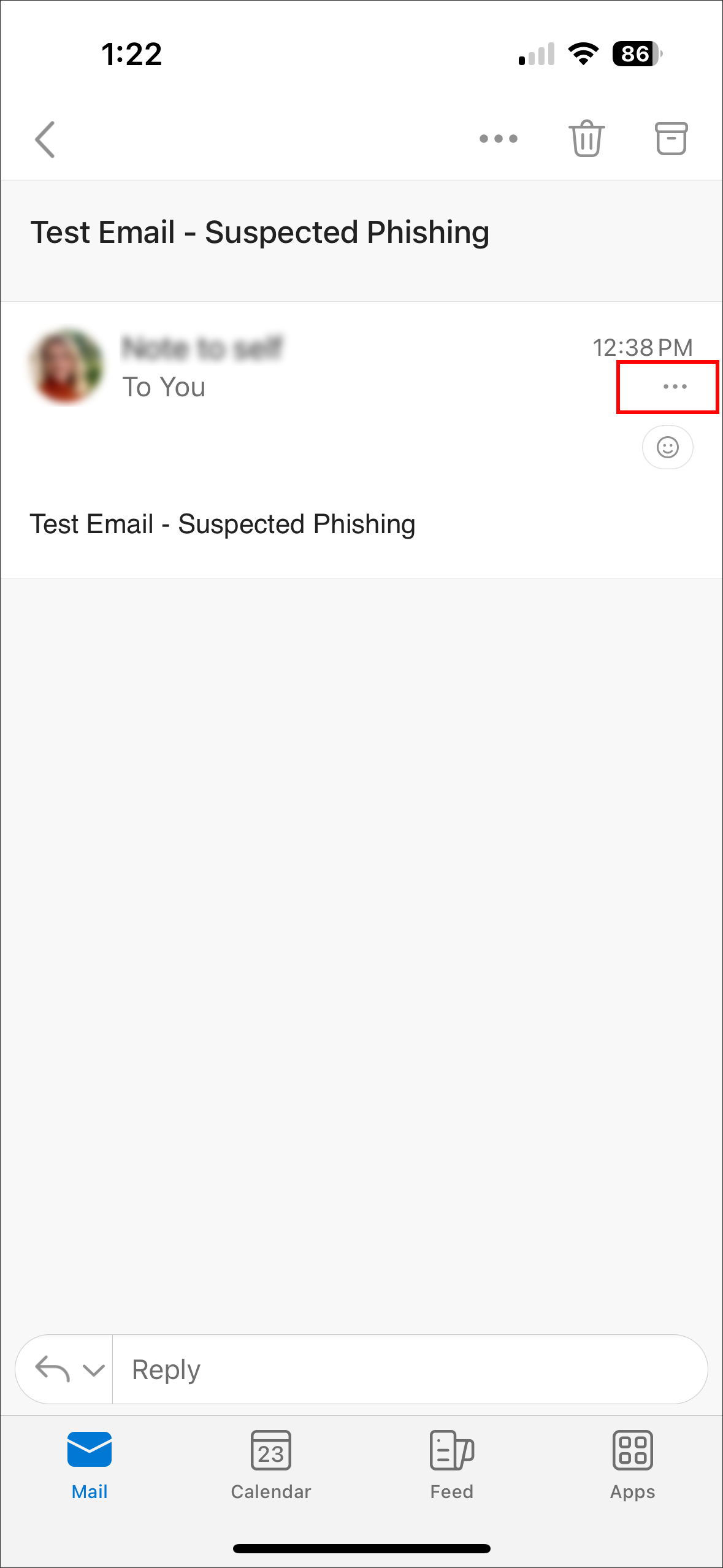 Outlook mobile report phishing