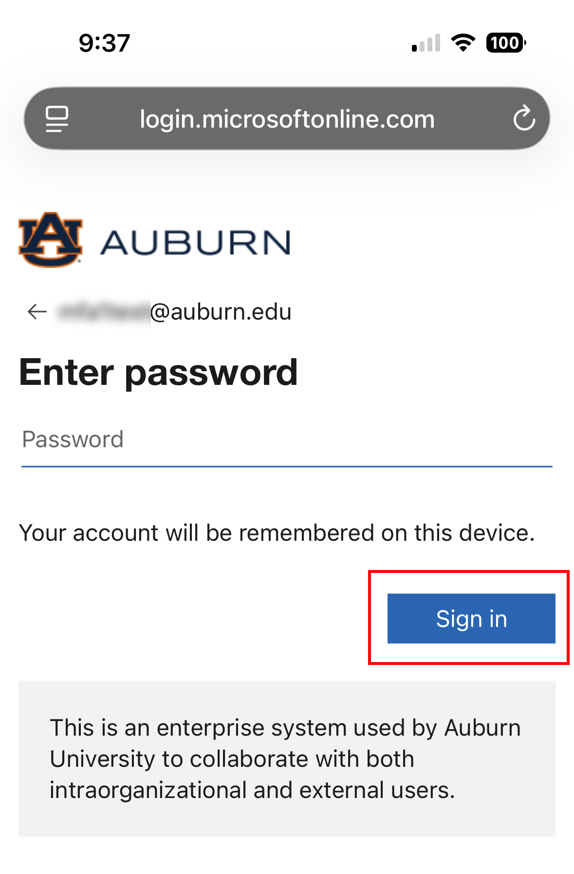 Retiree and Alumni Outlook password screen