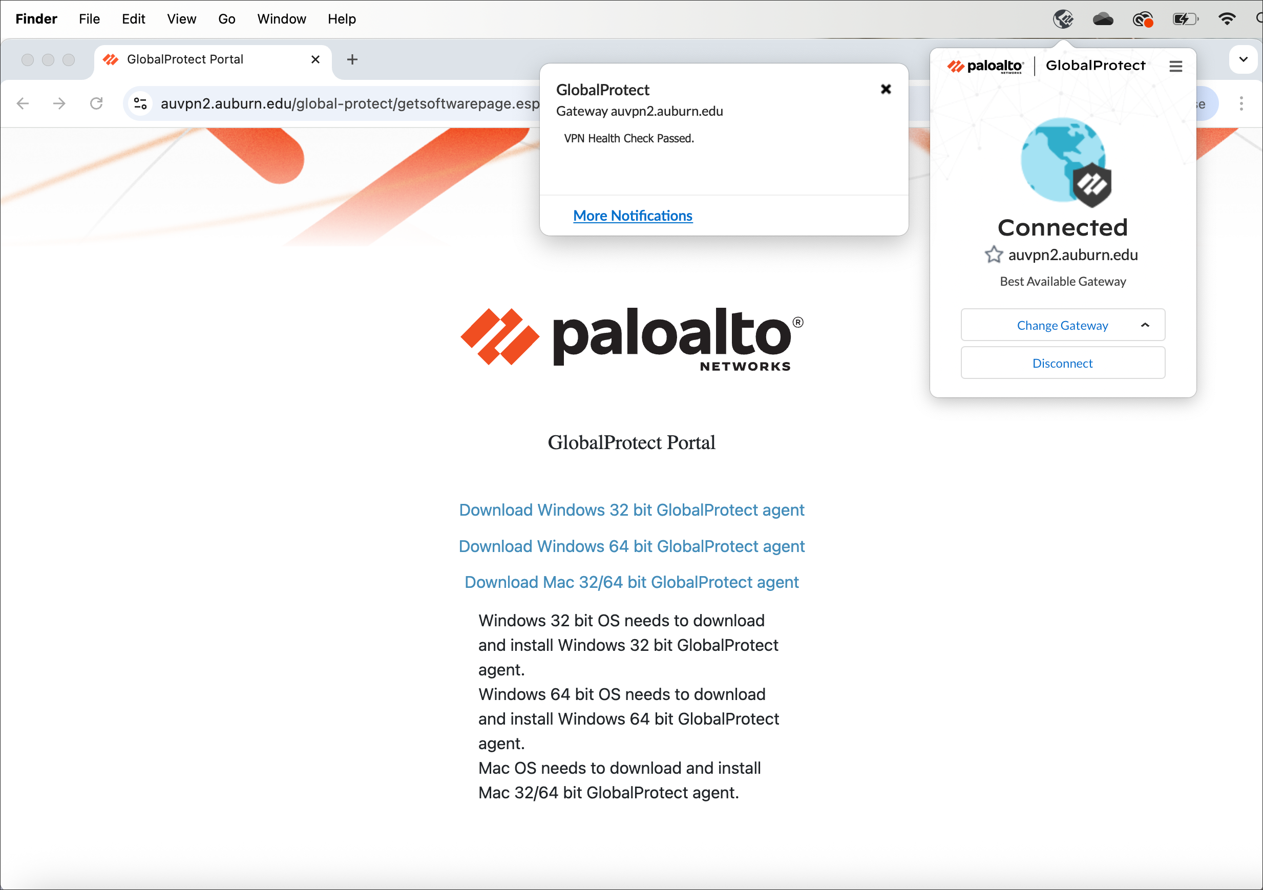 Global Protect Connected Screen