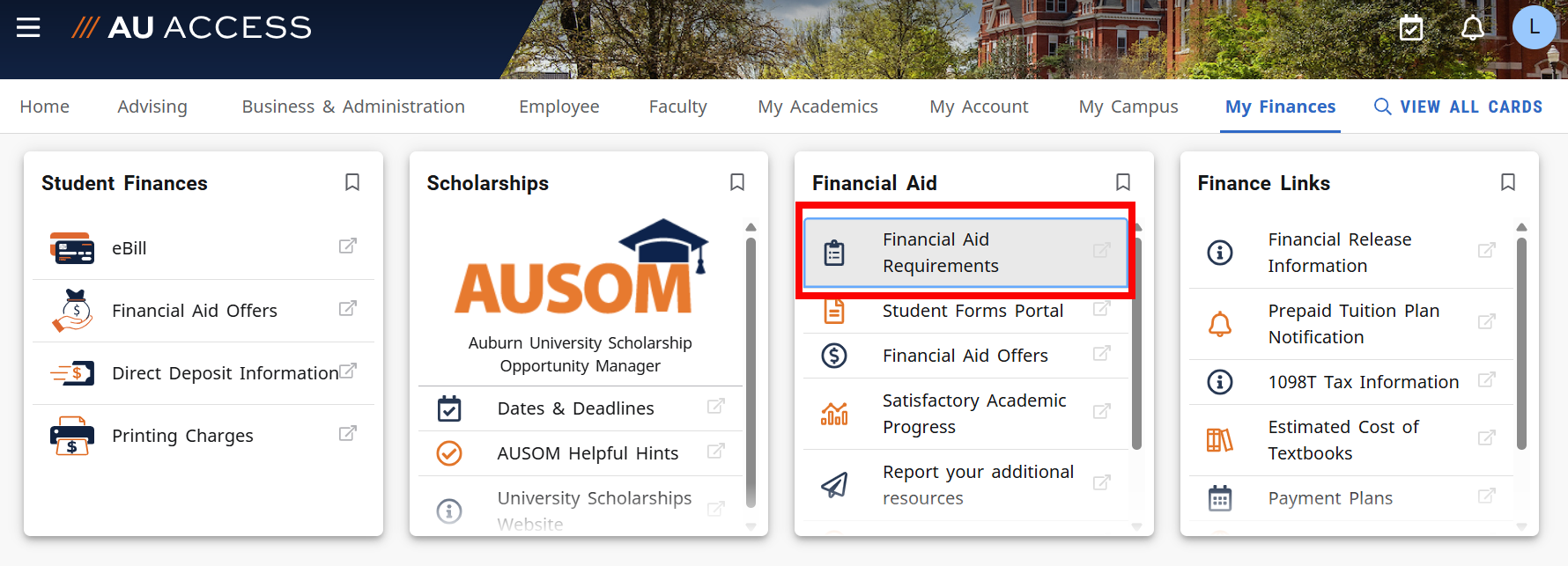 AU Access Financial Aid Requirements