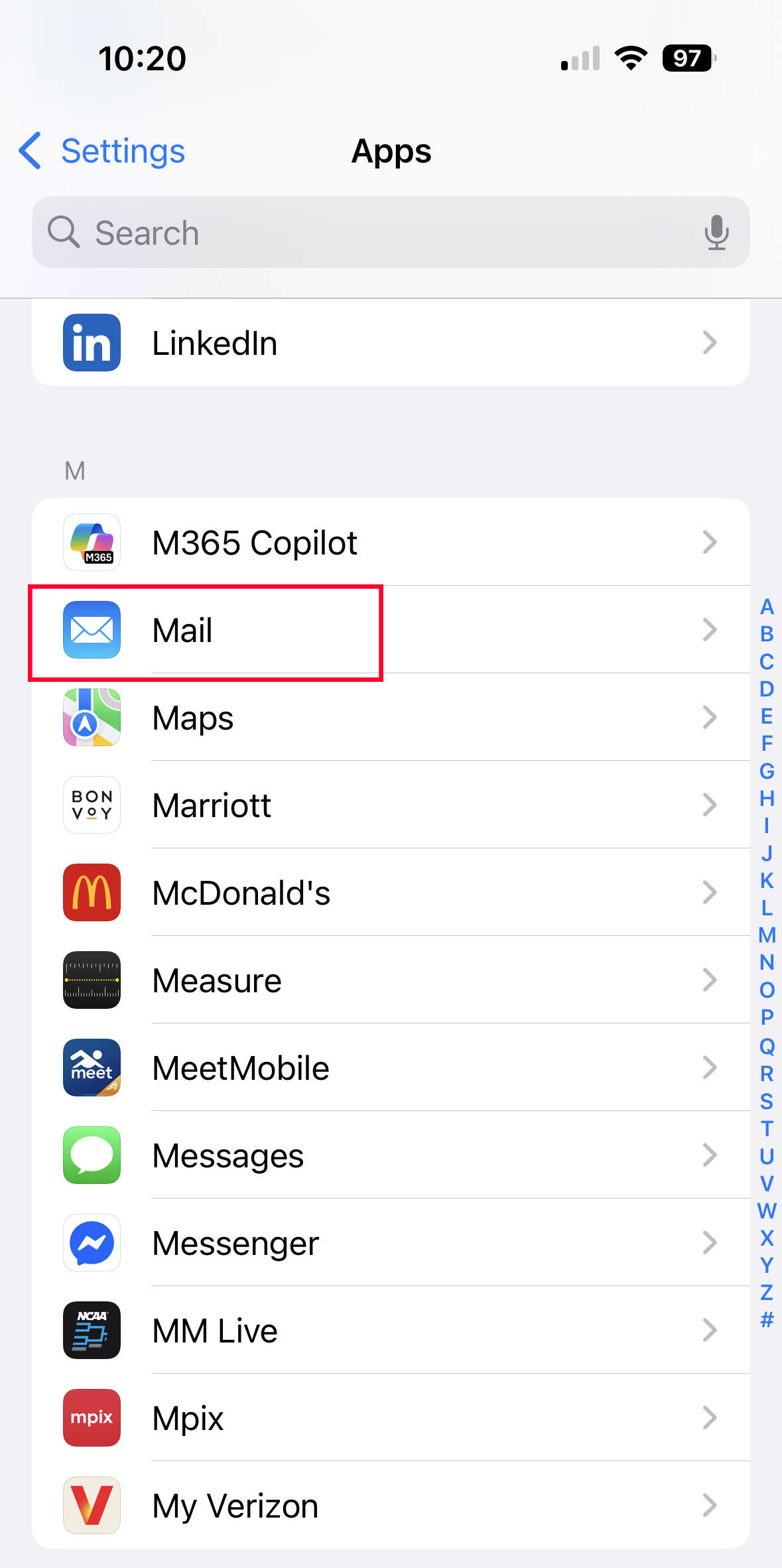 ios mail screen