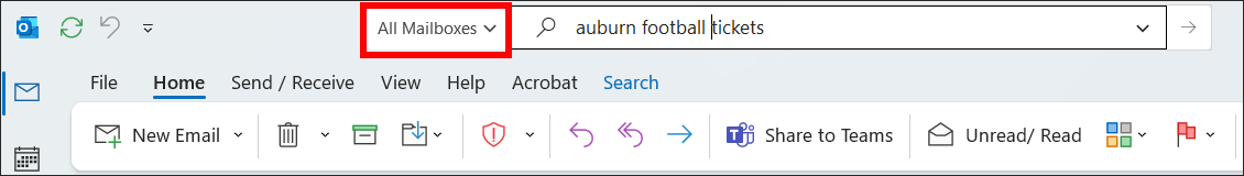 Email search across all mailboxes