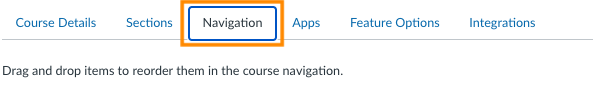 navigation tab highlighted under canvas course settings