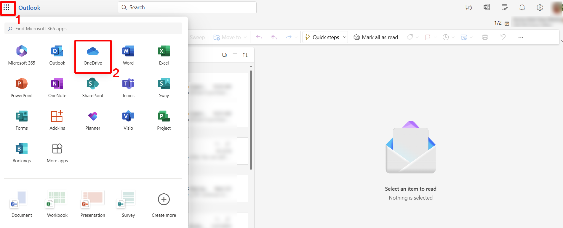Outlook and OneDrive on the Web