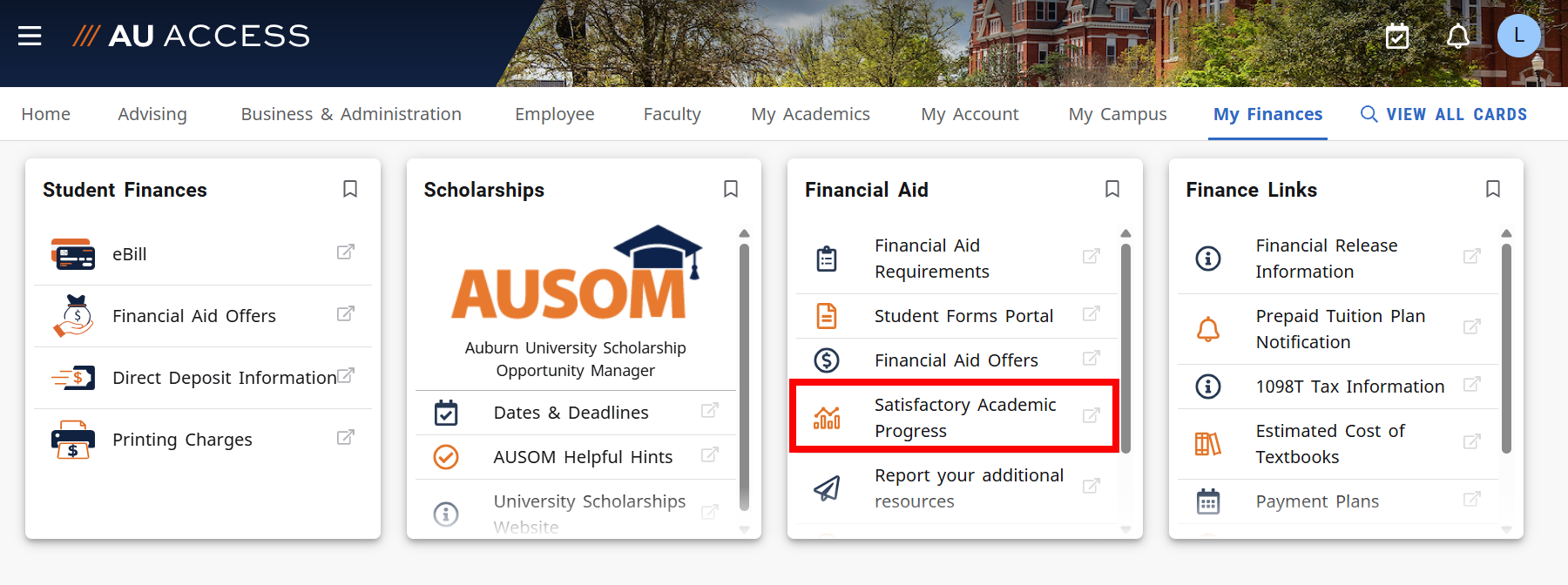 AU Access Satisfactory Academic Progress