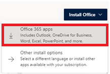 installation option for Office 365