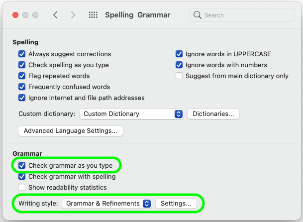 word for mac grammar 