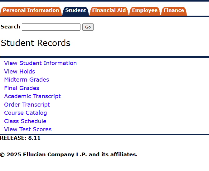 AU Access student records old view