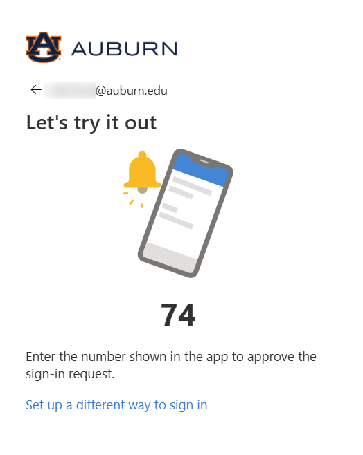 Alumni and Retiree Microsoft Authenticator app try it out screen