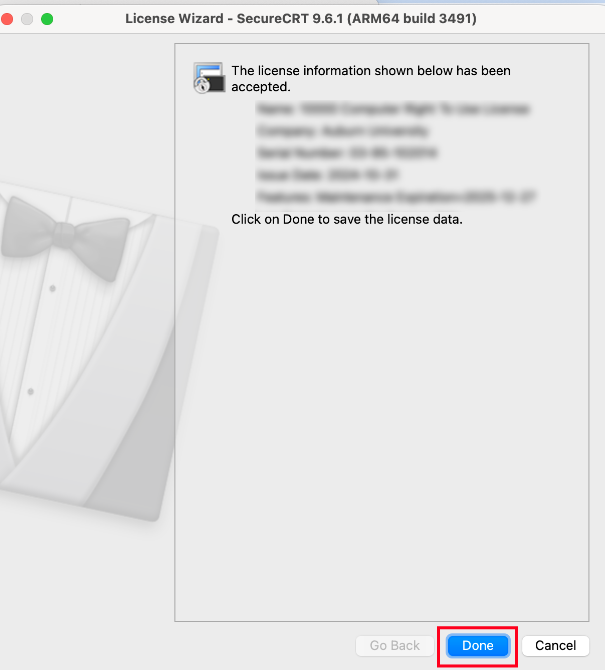 SecureCRT save license screen