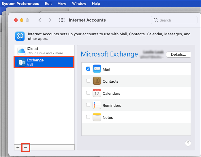 remove exchange mac mail