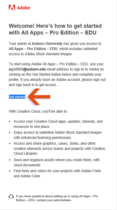 Adobe subscription confirmation email