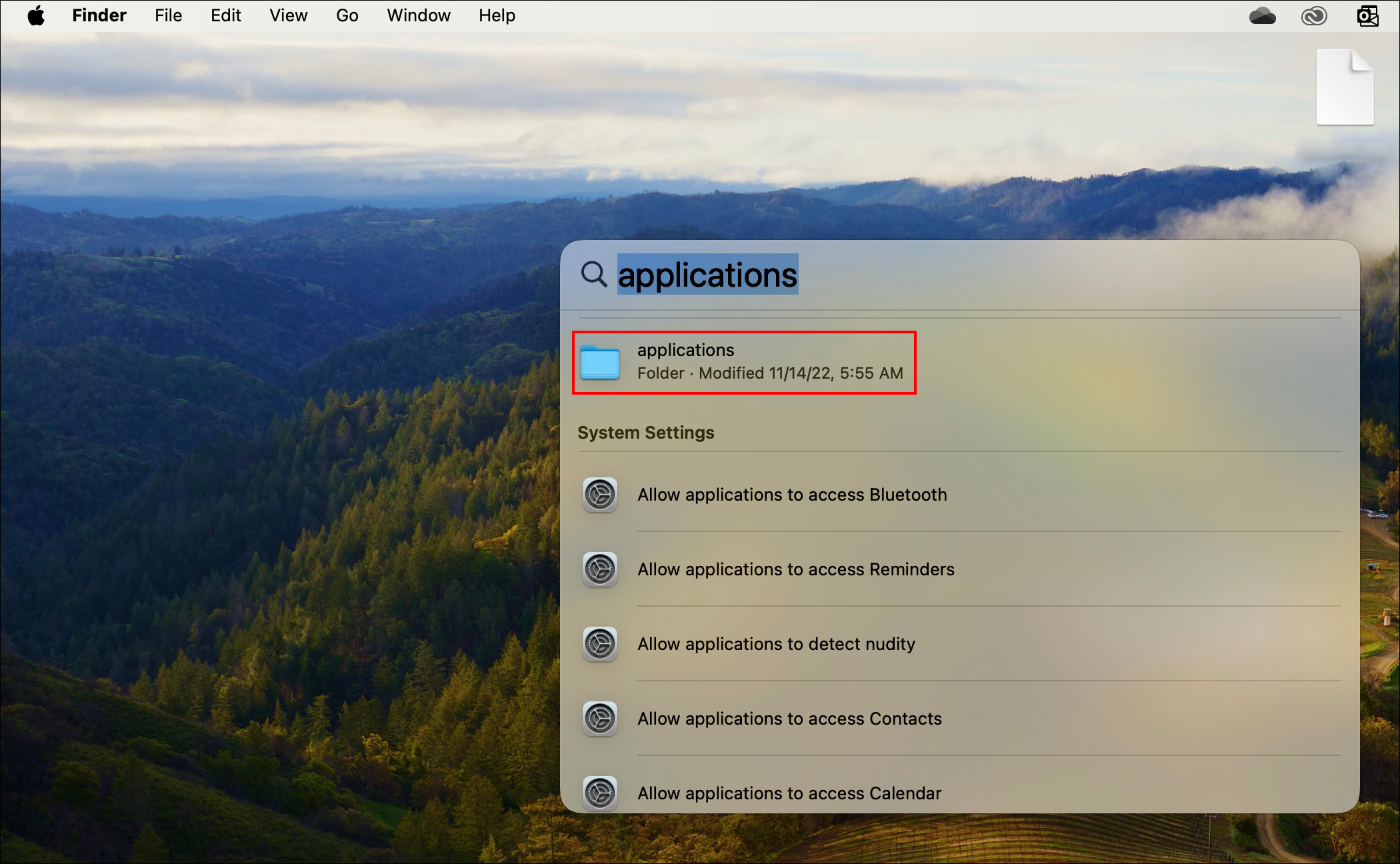 Mac applications folder screen