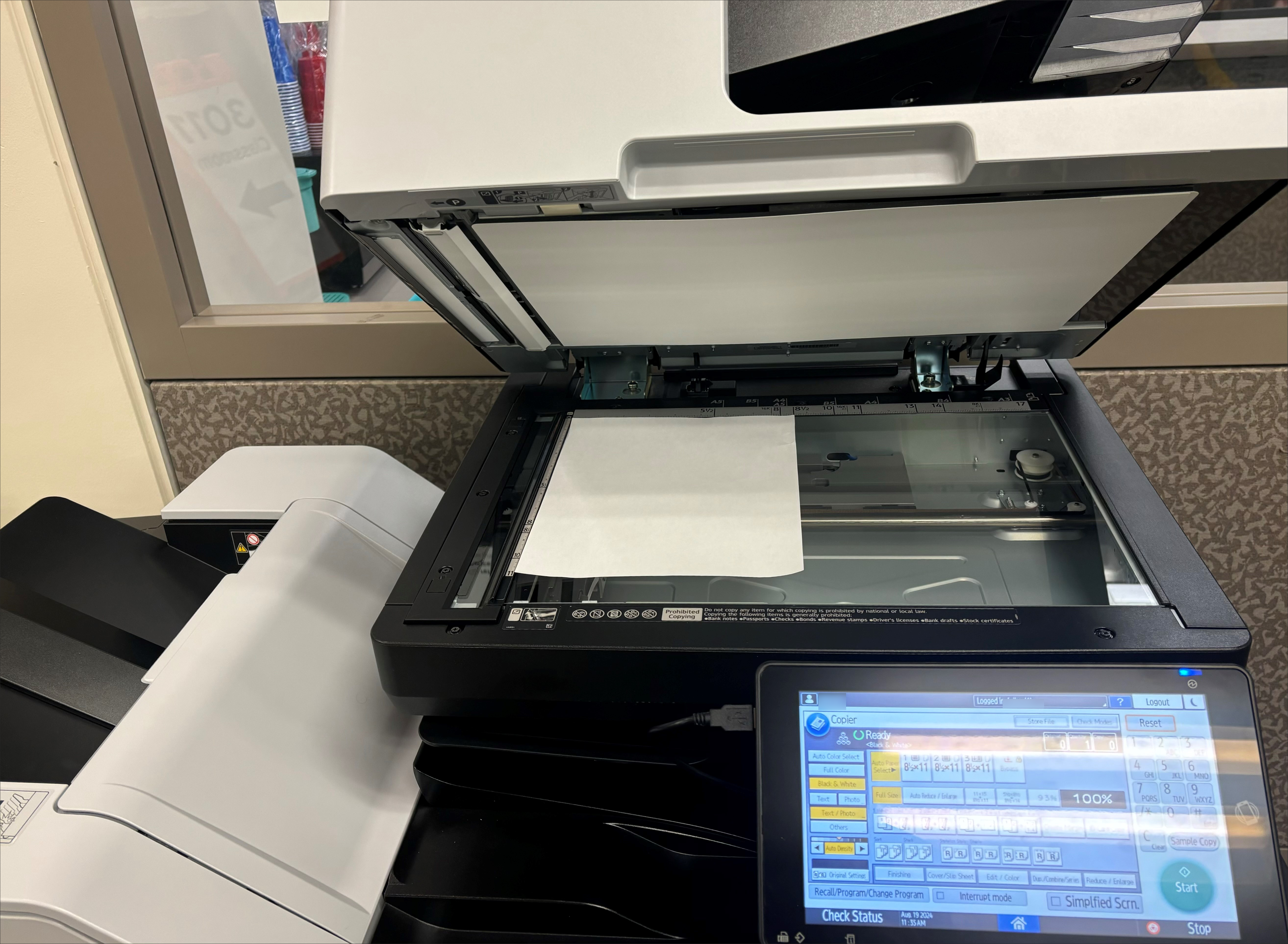 Example of paper to copy on Ricoh copier + printer