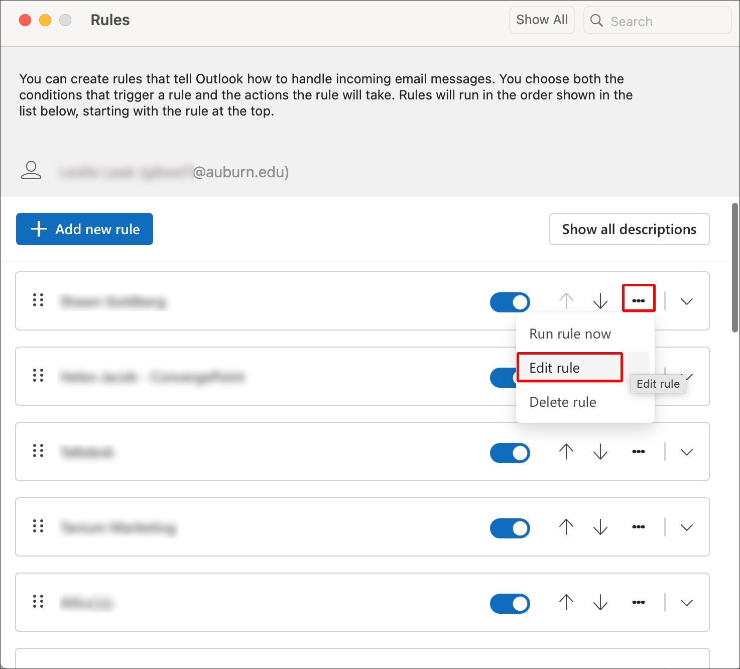 outlook for mac edit a rule