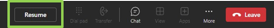 Teams Voice resume button
