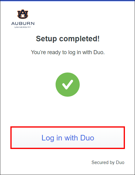 Duo setup complete screen