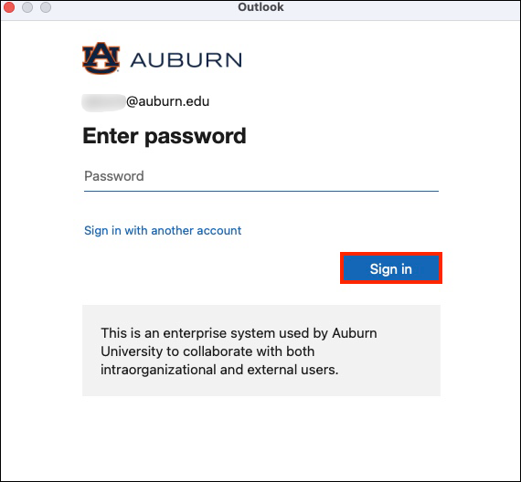 Auburn credentials password screen