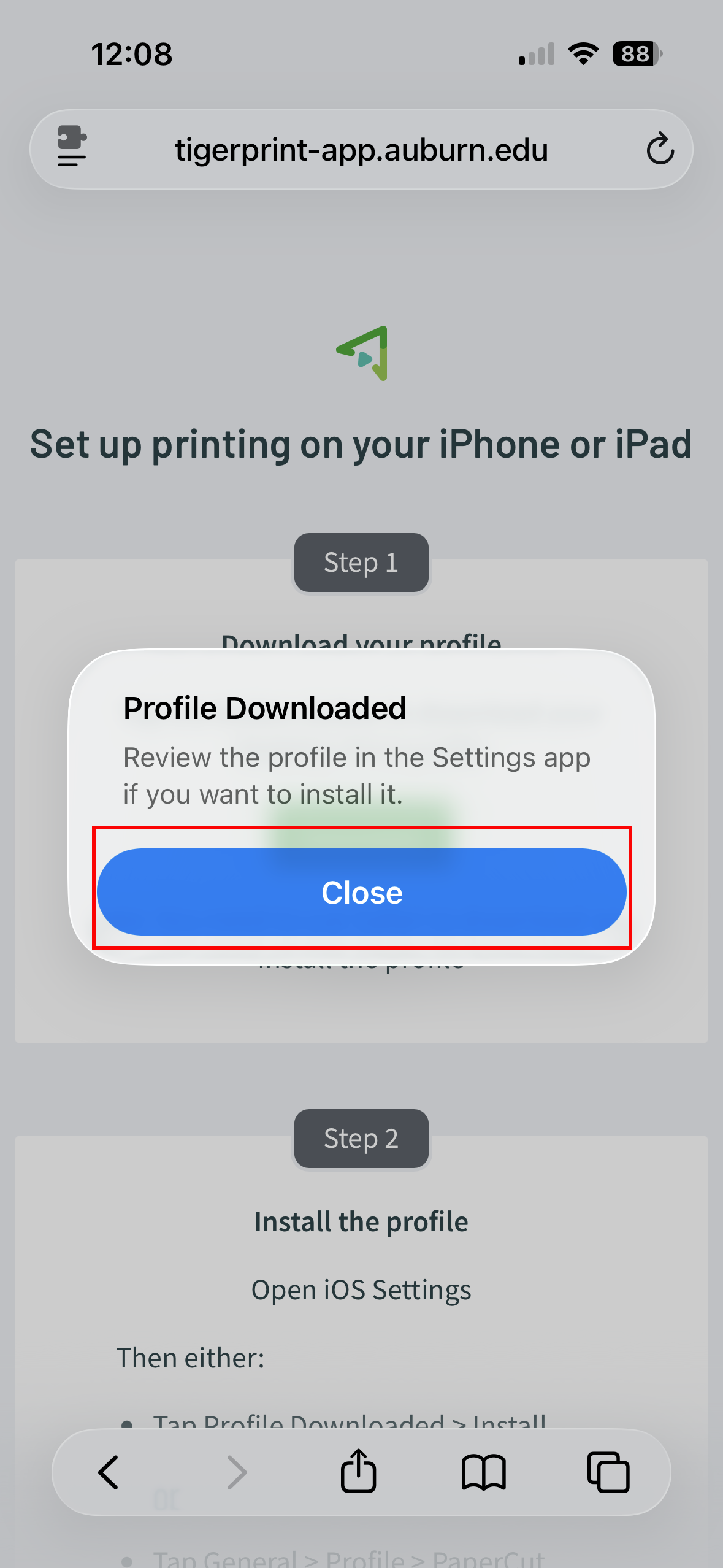 mobility print profile