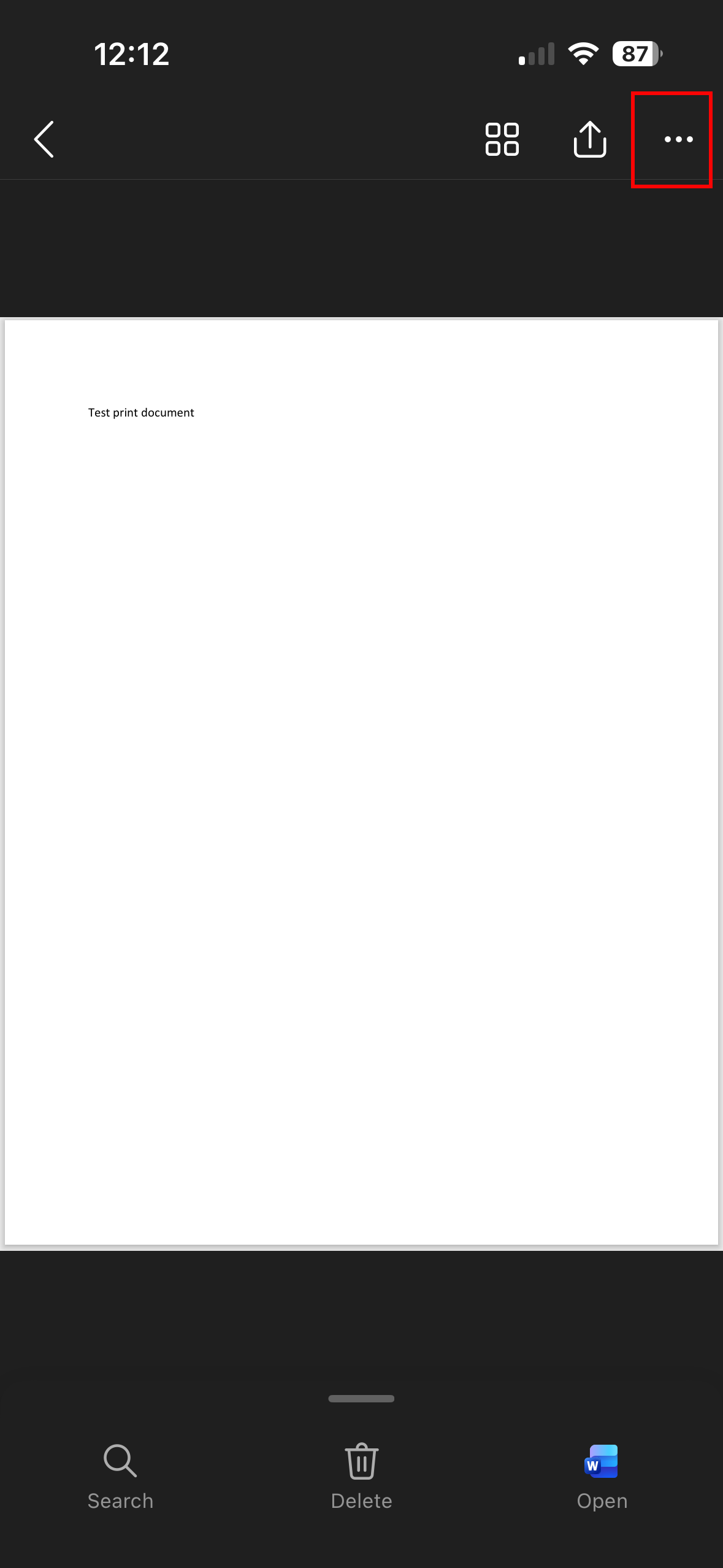 ios word print screen