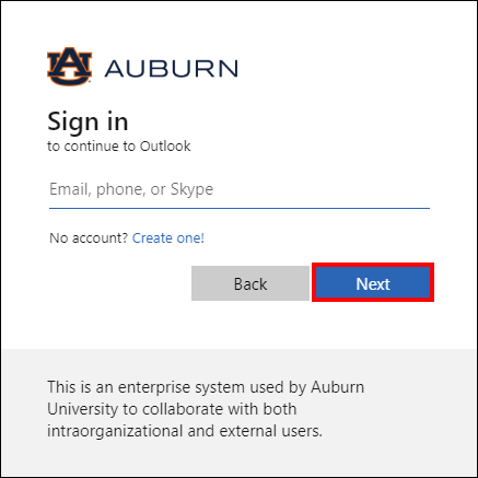 Retiree and Alumni Outlook username login screen