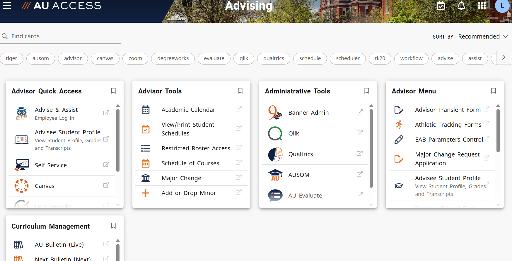 AU Access Advising Tab