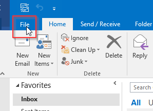 Outlook email file selection