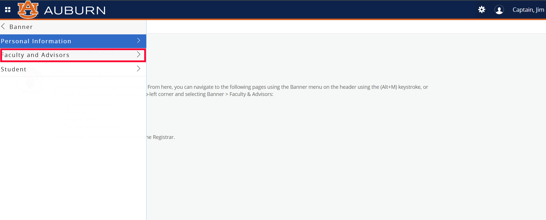 Faculty Services Faculty and Advisors selection
