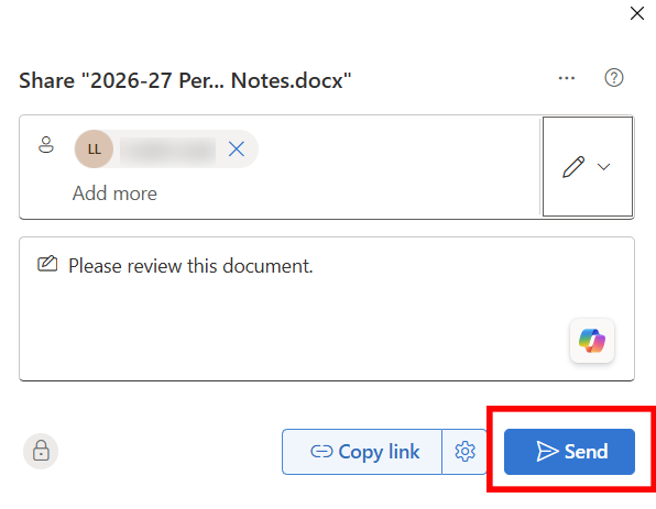 Onedrive share and send