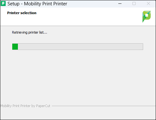mobility print printer selection