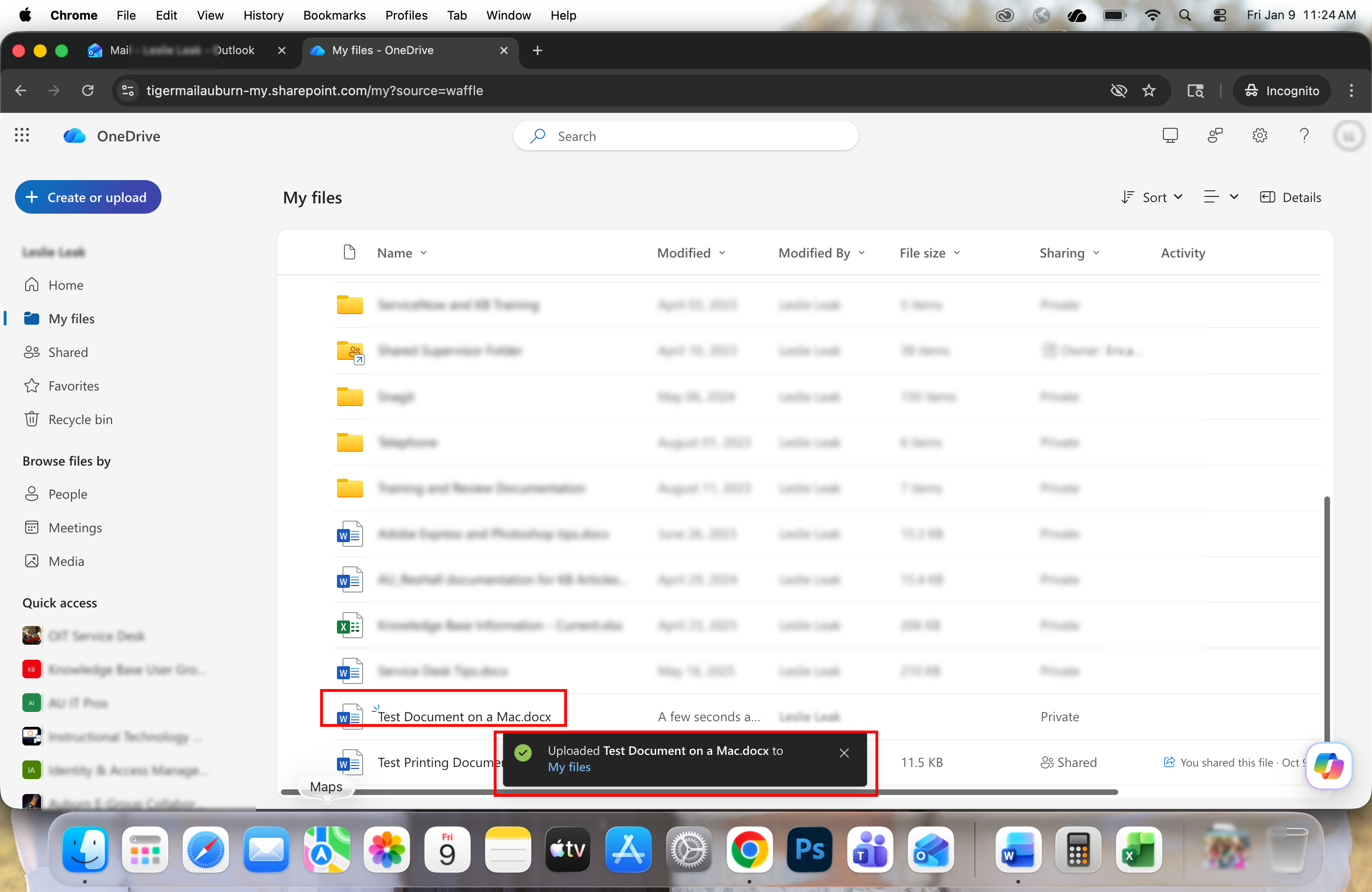 OneDrive on the web file upload complete