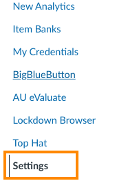 settings highlighted in canvas navigation menu 