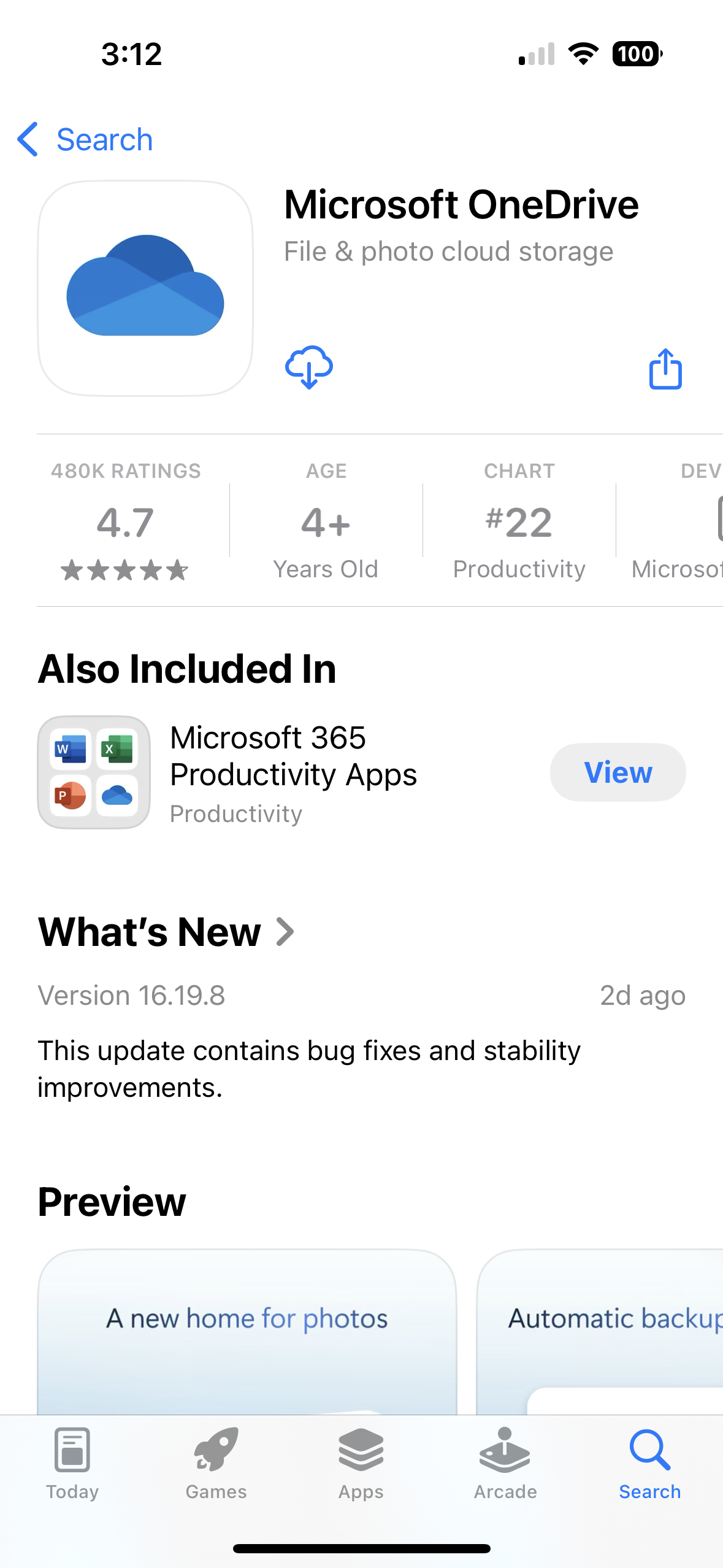 Microsoft OneDrive in App Store