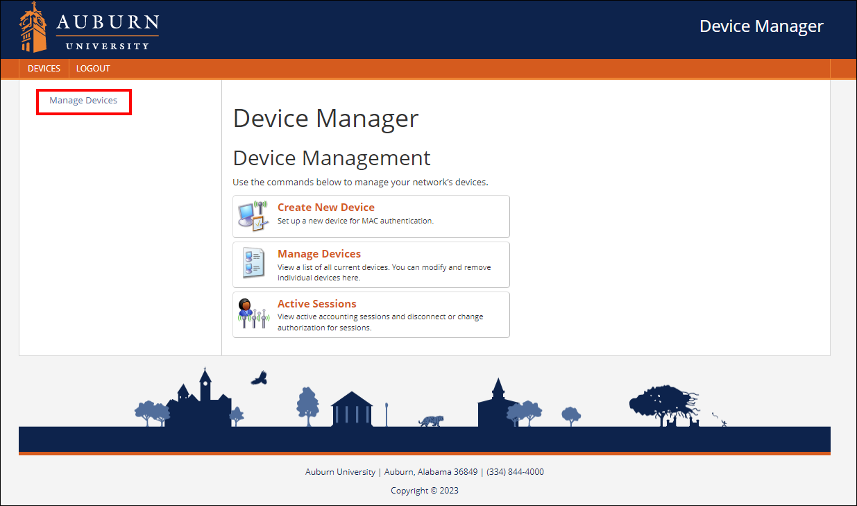 gamenet manage devices screen