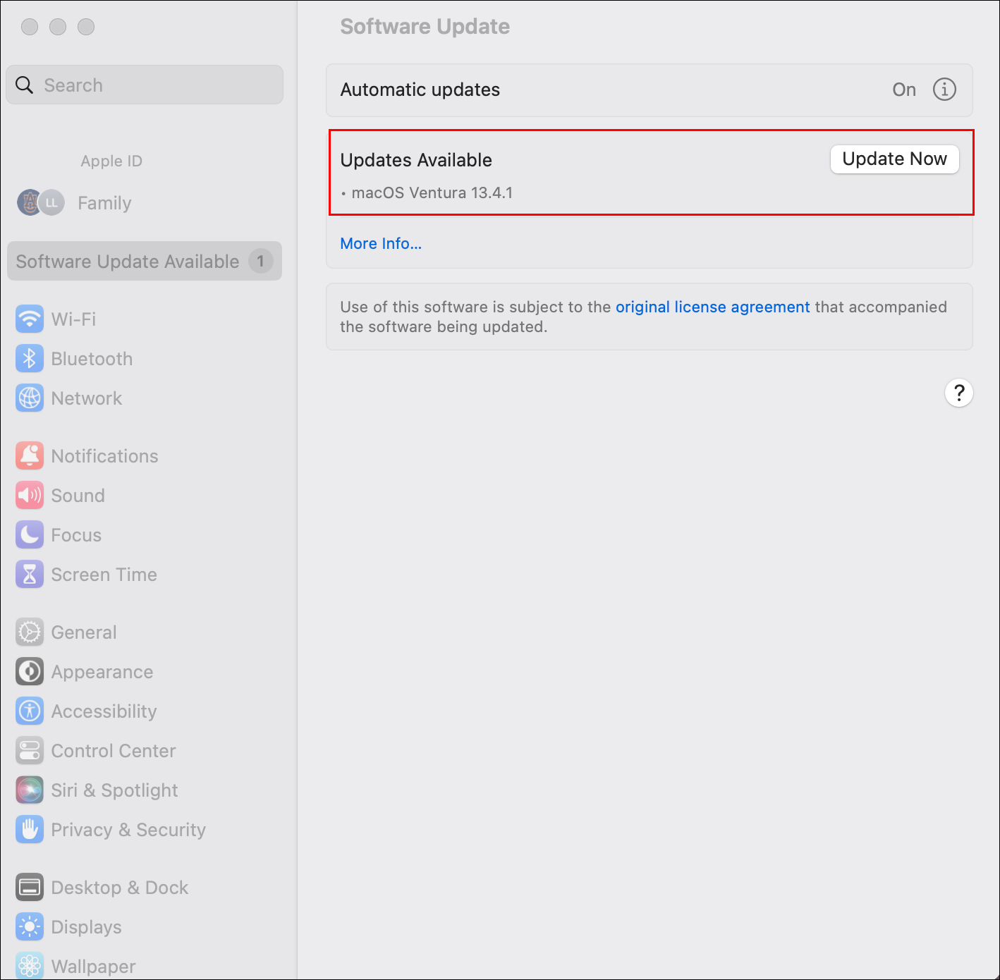mac os software update screen
