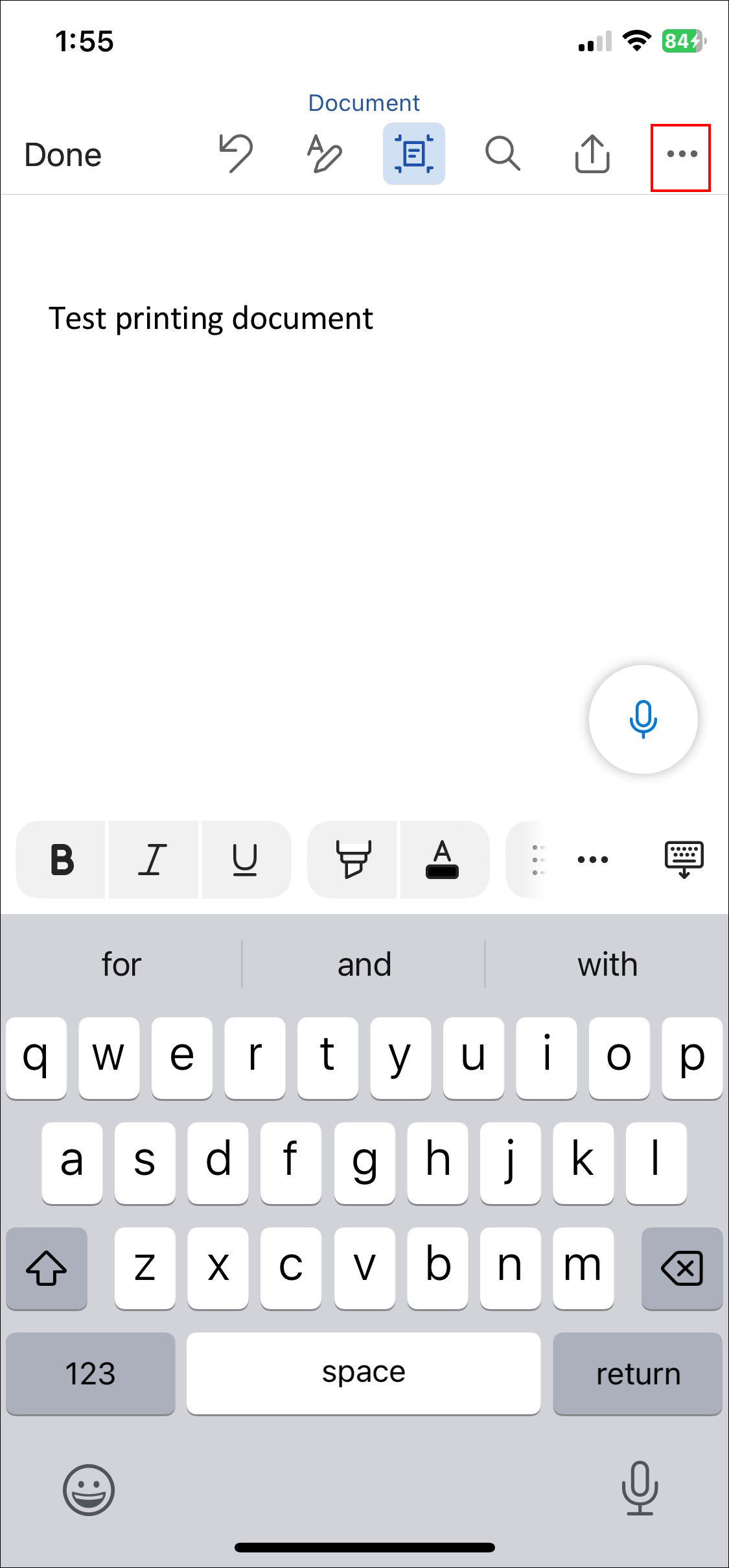 ios word print screen