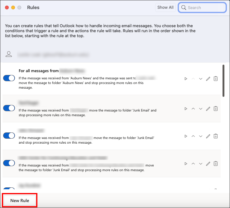 outlook for mac creating a new rule