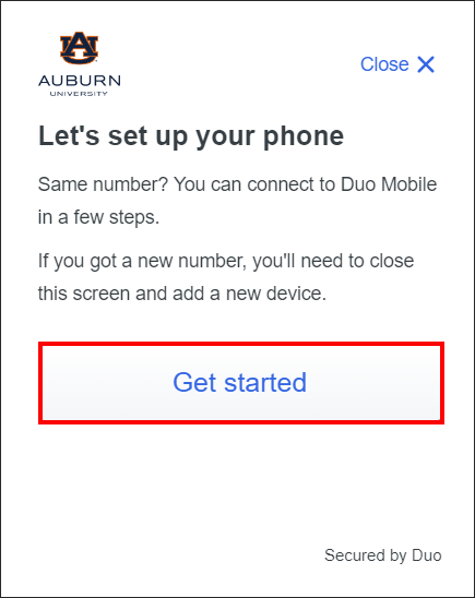 Duo new device get started message