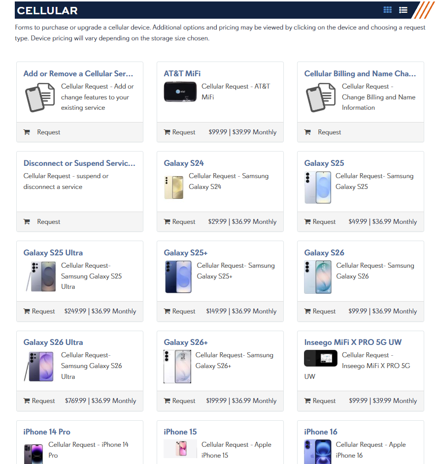 oit cellular devices request page