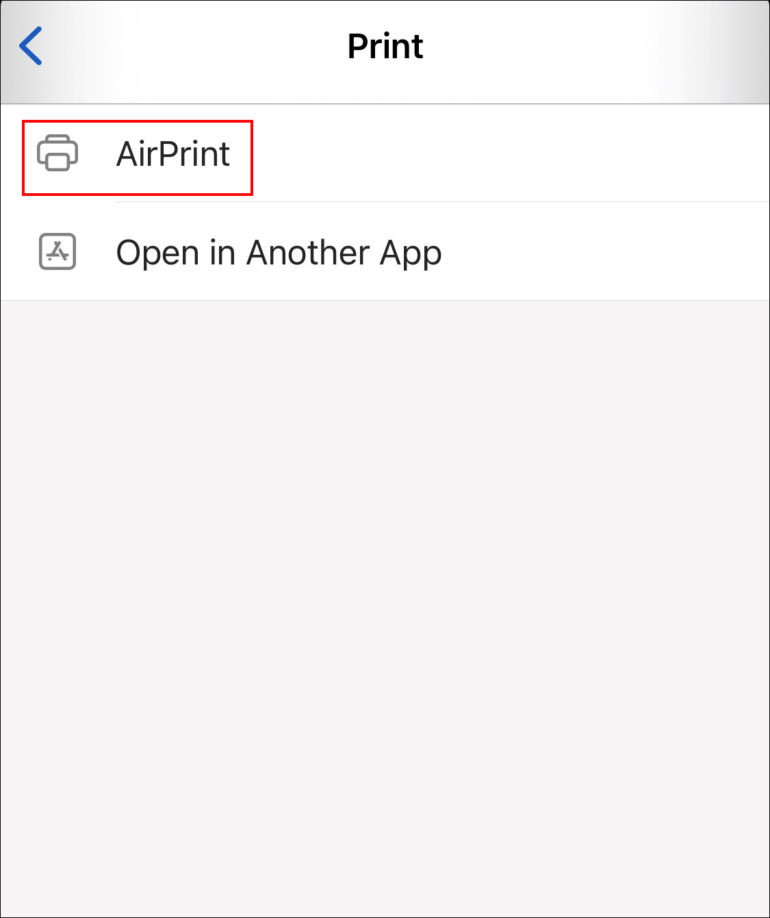 ios airprint screen