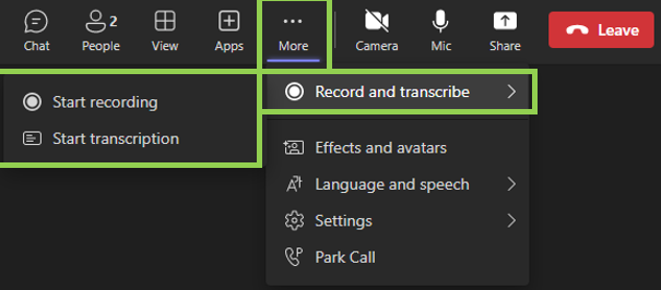 Teams voice record and transcribe
