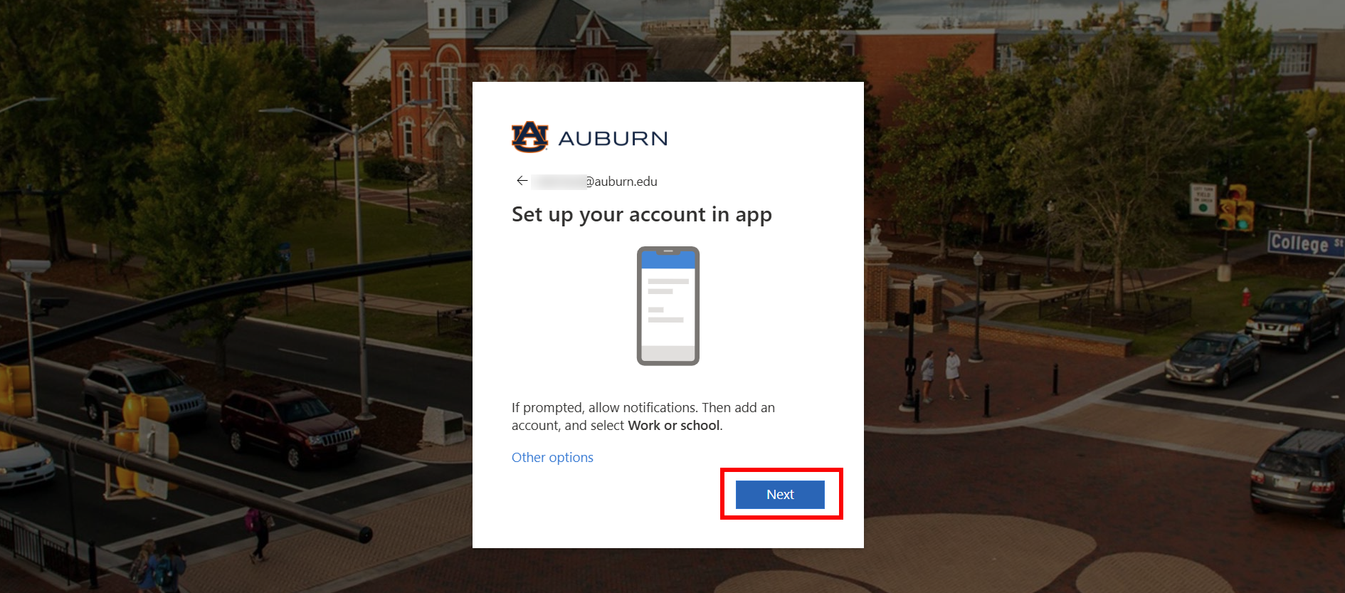Alumni and Retiree MFA Authenticator Notifications Screen