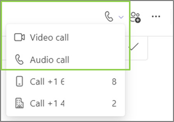 Teams Voice switch to audio or video call screen
