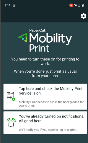 turn on services for mobility print