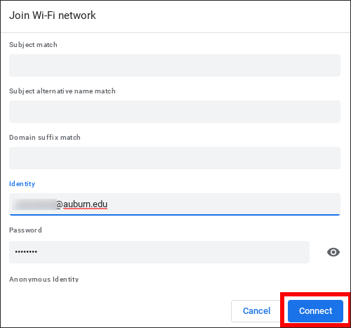 eduroam wifi screen