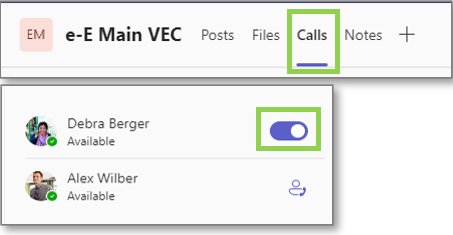 Teams shared line logging in and out option two