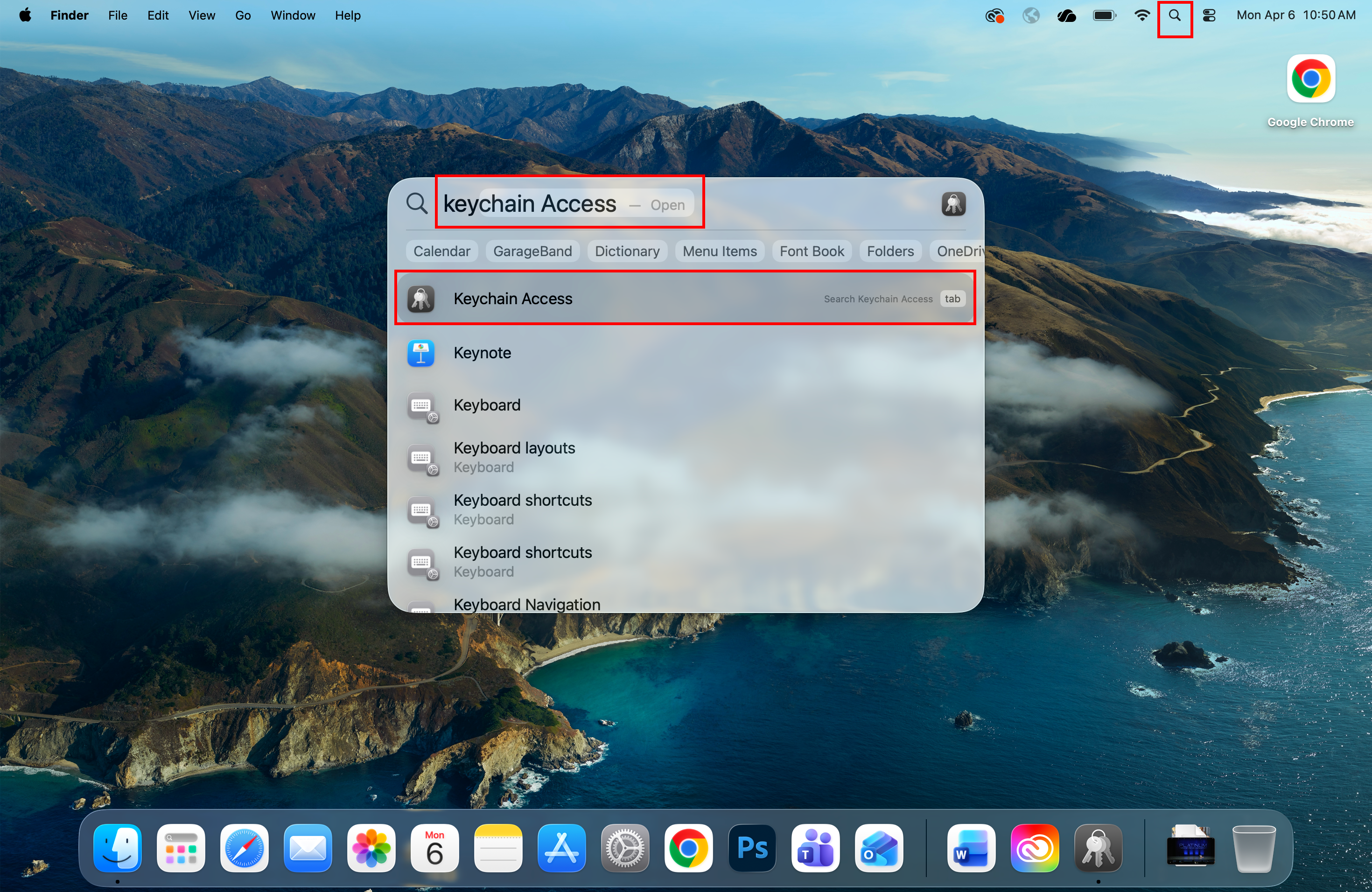 Mac Keychain Access search