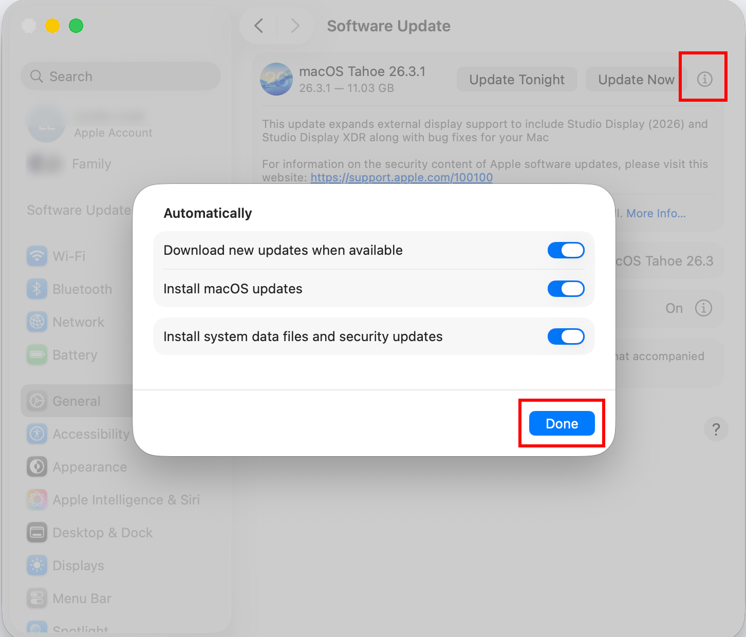 mac os automatic updates screen