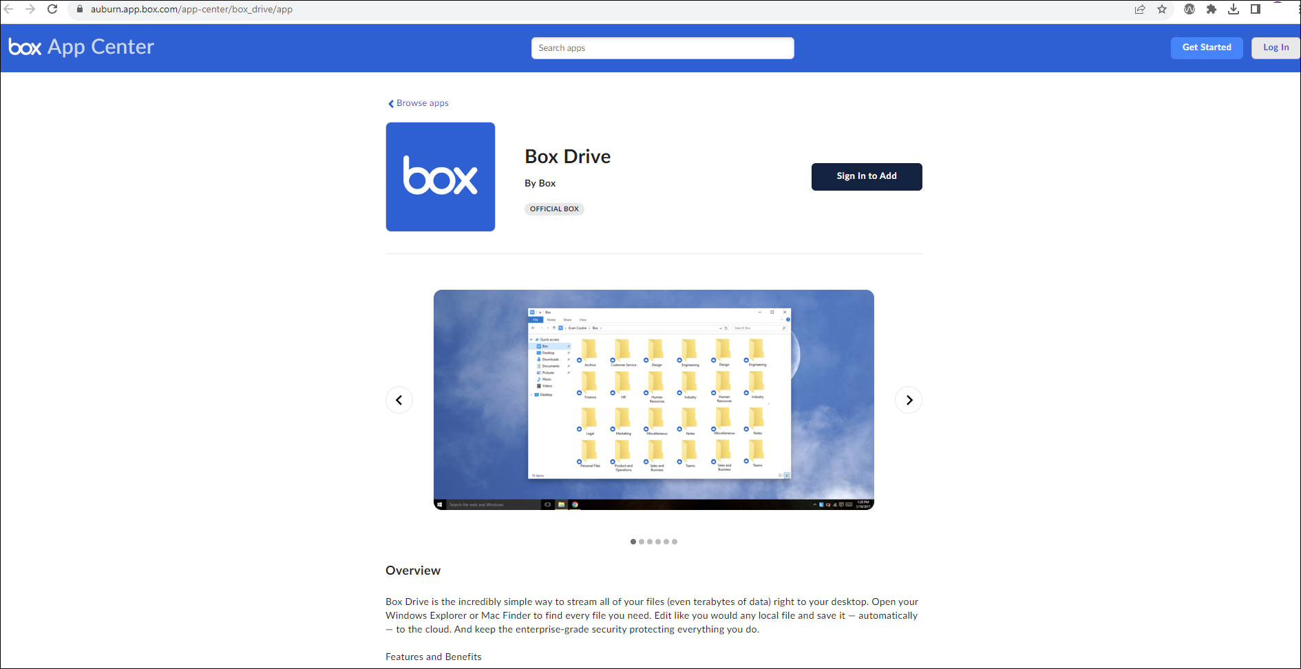 Box drive installation page