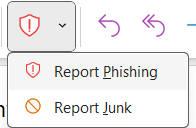 Classic Outlook report phishing shield icon